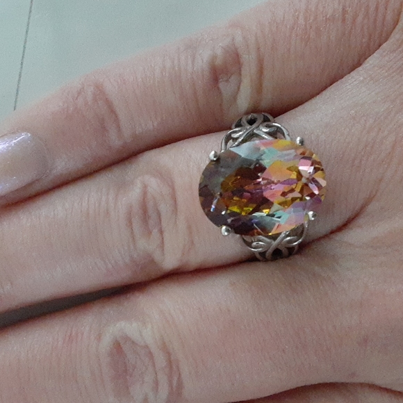 7ct. Northern Lights Mystic Topaz Ring, .925 - Picture 3 of 7